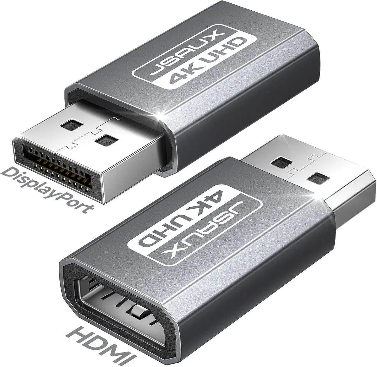 JSAUX Lot de 2 Adaptateurs DisplayPort vers HDMI 4K@30Hz, Convertisseur DP Mâle vers HDMI Femelle, 2K@60Hz,…