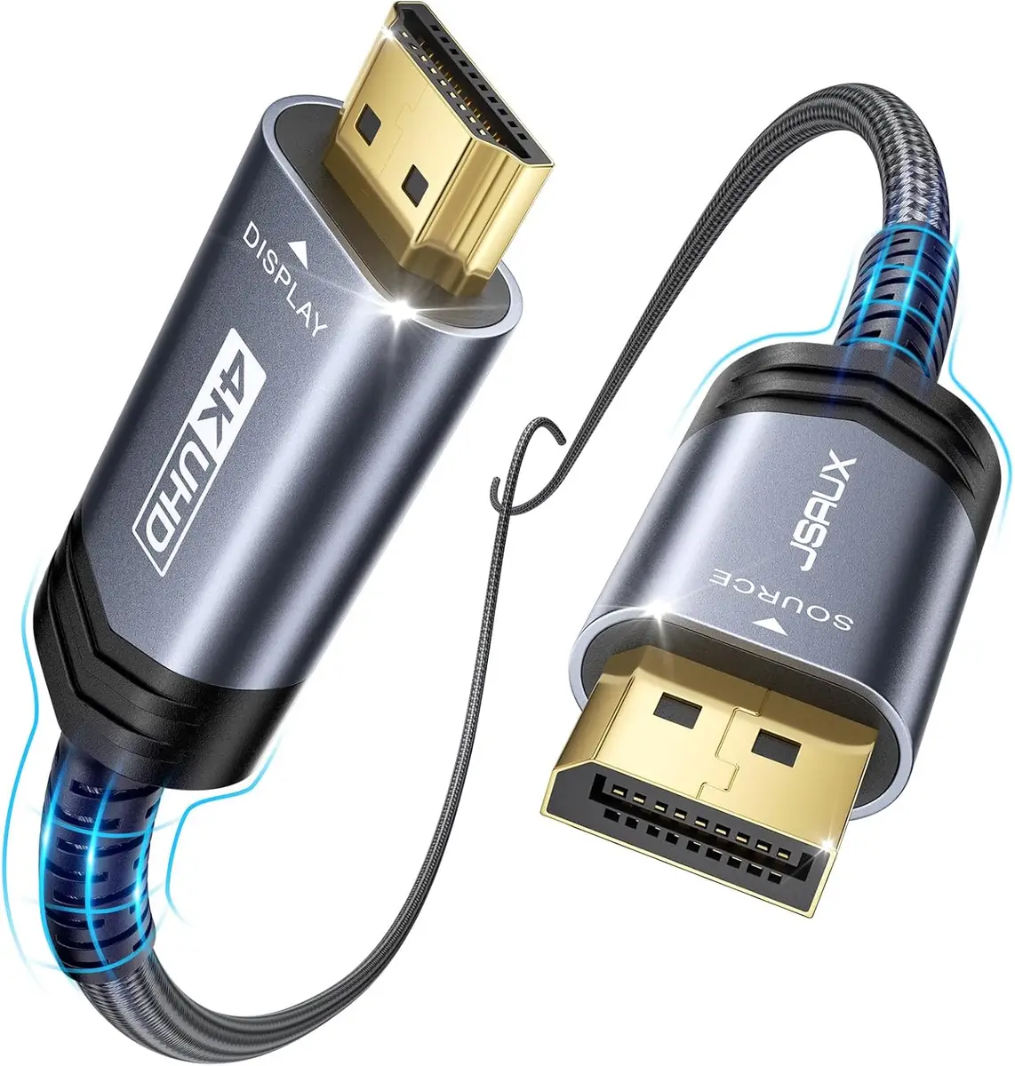 JSAUX JSUAX Câble Vidéo DisplayPort vers HDMI Masculin Tressé Nylon en DP Masculin vers HDTV FHD pour…