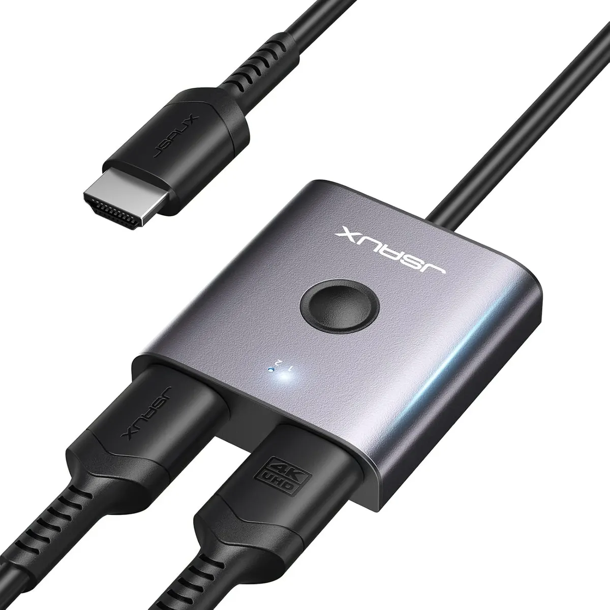 JSAUX Switch HDMI 4K@60Hz avec Câble 0.4M 【Coquille en Aluminium, Nylon Tressé】 Bidirectionnel Commutateur…
