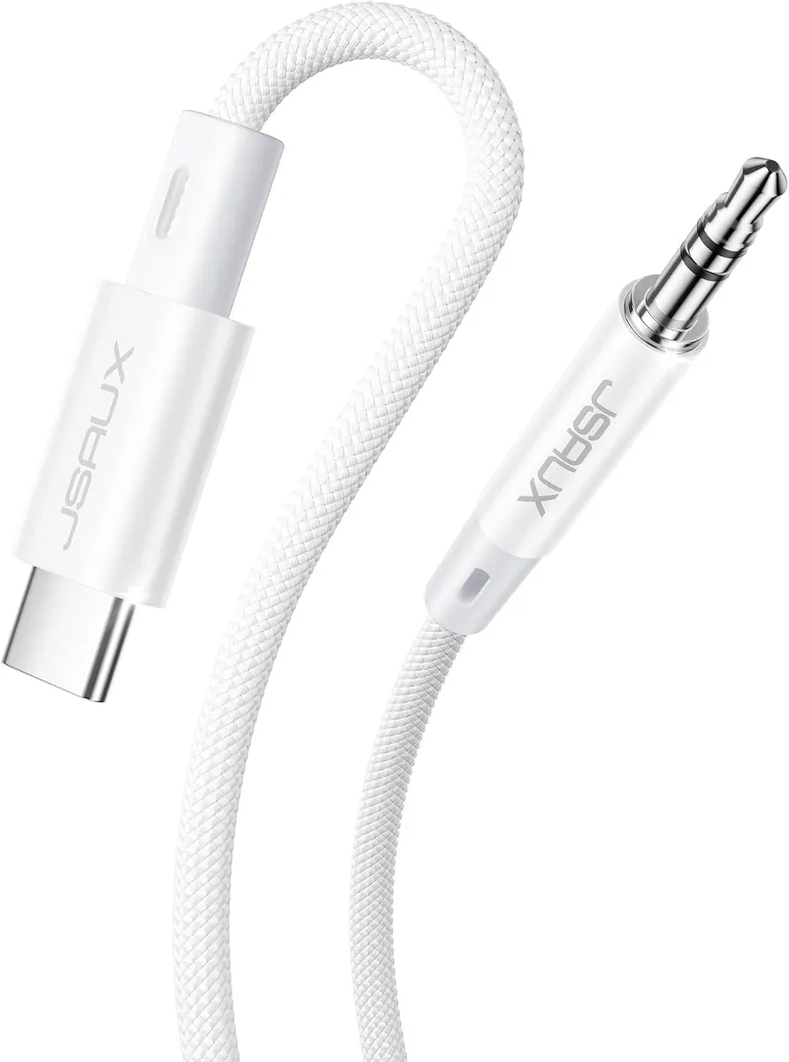 JSAUX Câble USB C vers 3,5 mm jack 1 m, adaptateur USB C à 3,5 mm audio auxiliaire câble casque stéréo auto…