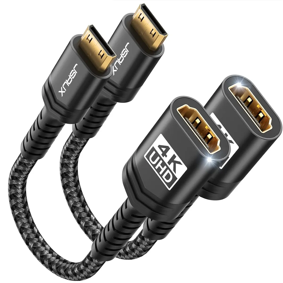 JSAUX Adaptateur Mini HDMI, 【Paquet de 2】 Adaptateur Mini HDMI mâle à HDMI Femme avec 4K@60hz HDR 3D,…
