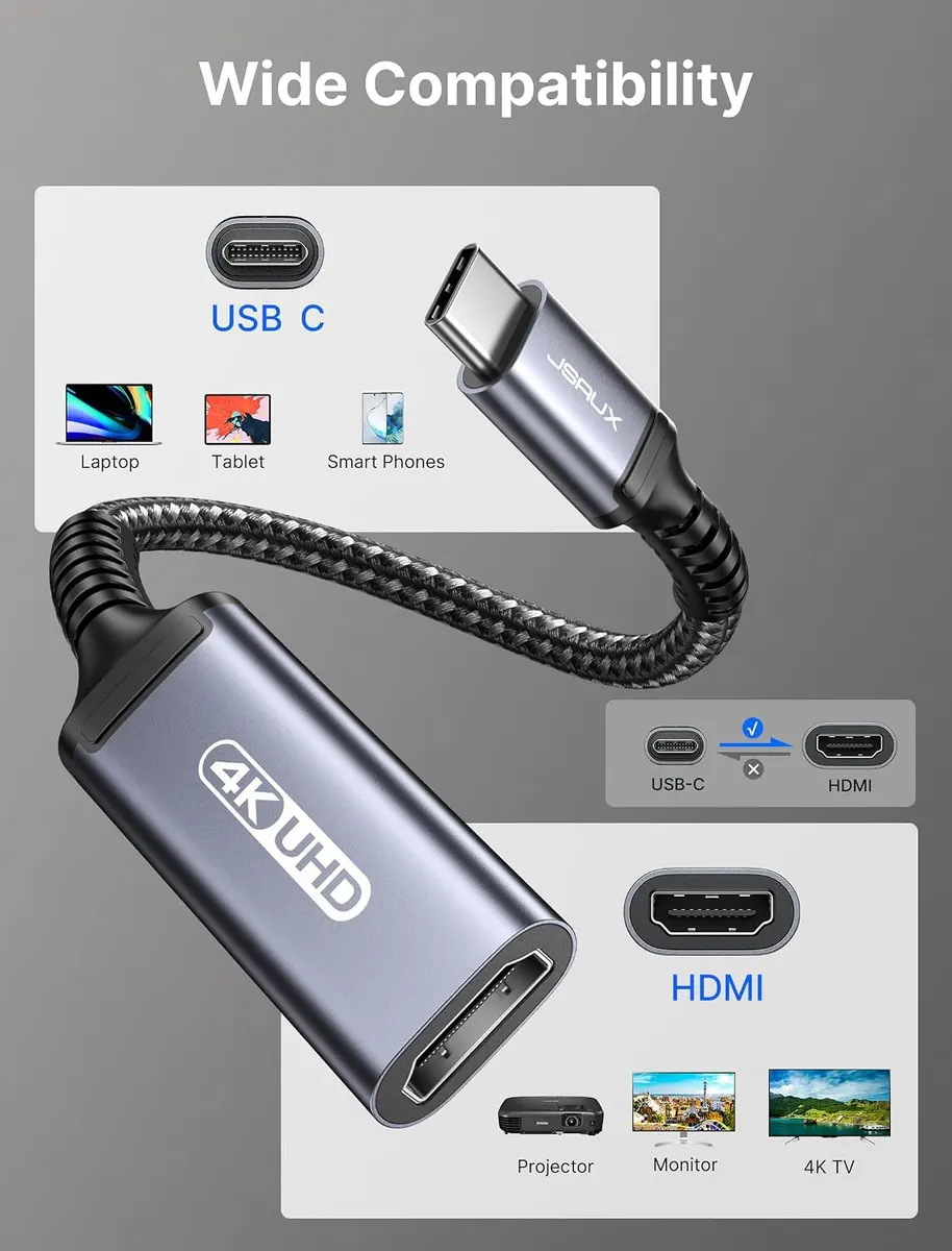 JSAUX Adaptateur USB-C vers HDMI 4K @ 60Hz : vue complémentaire 3