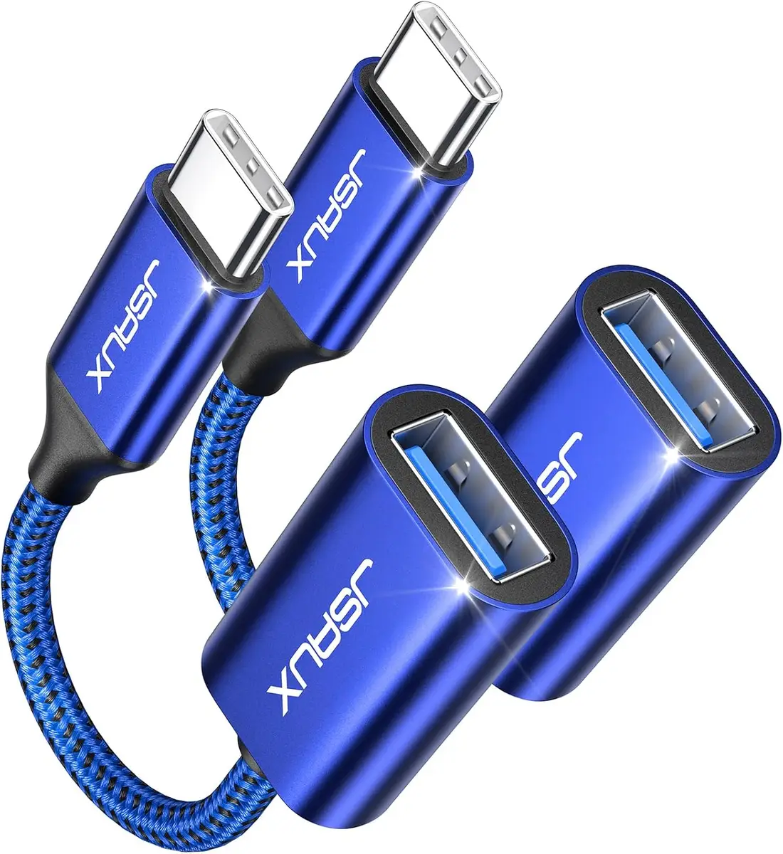 JSAUX Adaptateur USB A vers USB C, Adaptateur de Câble USB C OTG-Bleu