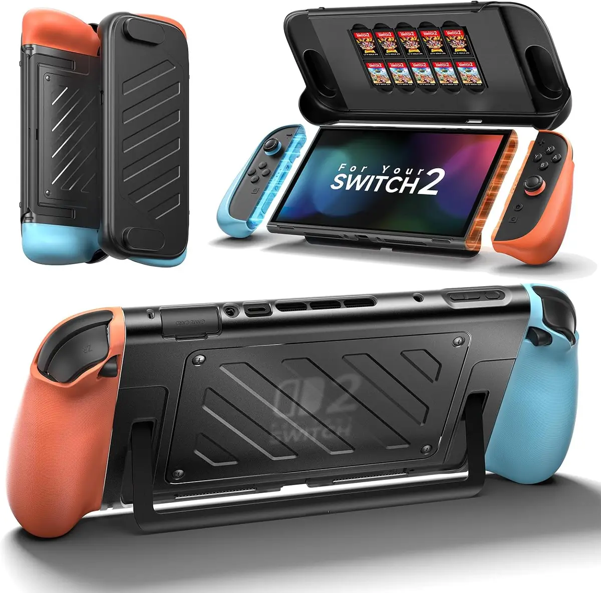 JSAUX Coque de Protection Séparée pour Switch 2, Cadre en TPU et Couvercle Avant en PC, Prise Antidérapante…