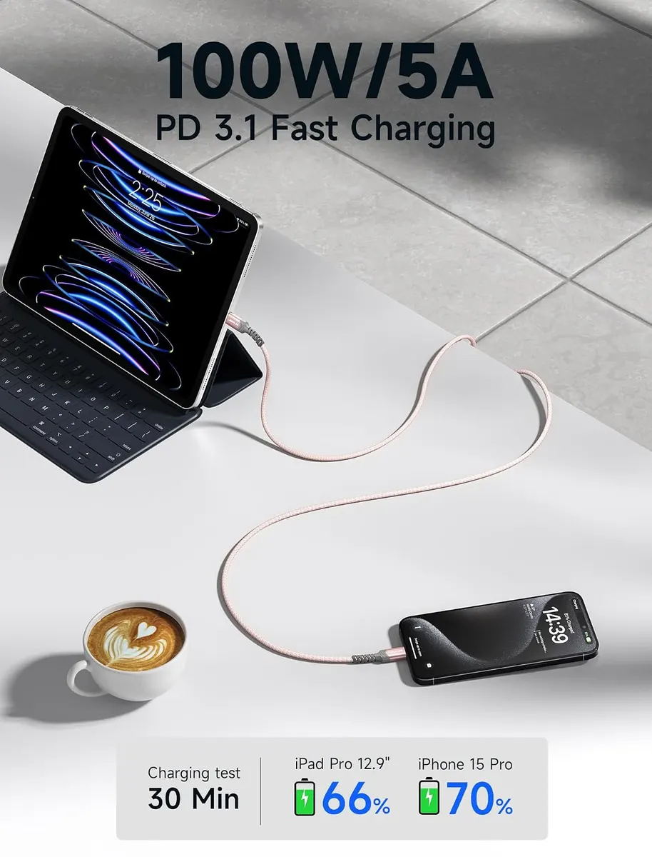JSAUX Câble USB C vers USB C 100W/5A (Lot de 2 : vue complémentaire 1