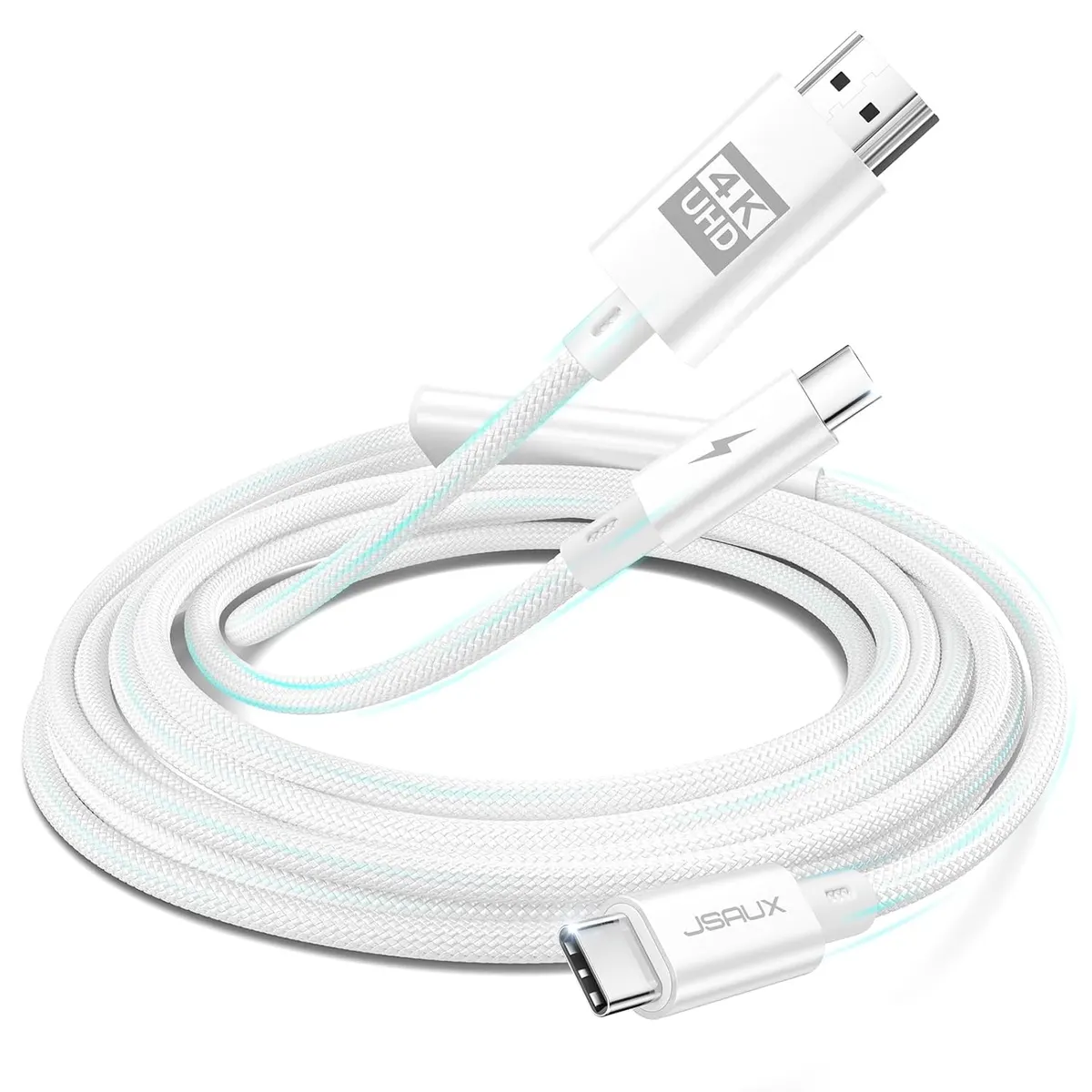JSAUX Câble USB C vers HDMI 4K avec port de charge PD 100 W, 2 en 1 de type C vers HDMI [pour Thunderbolt…
