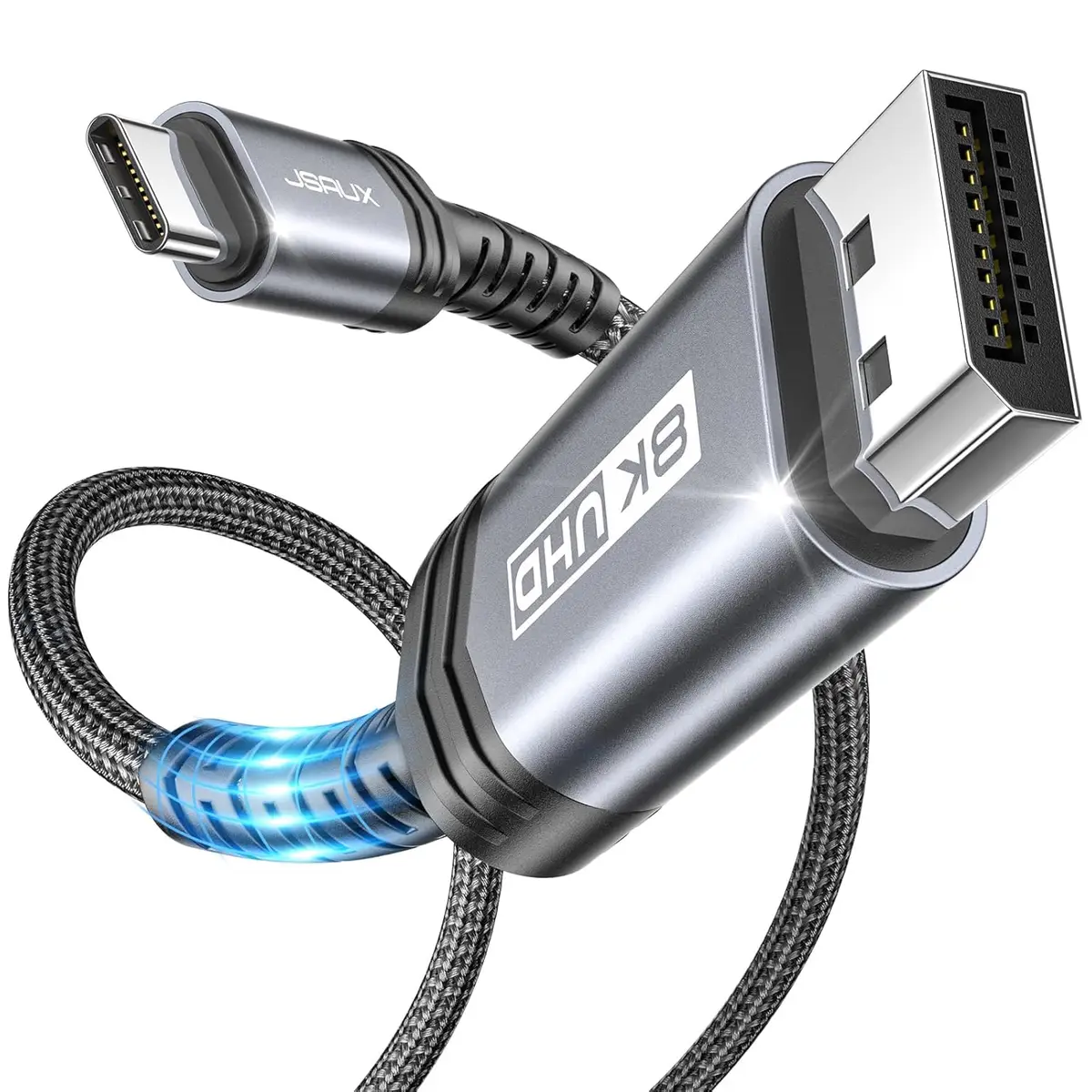 JSAUX Câble USB C vers DisplayPort 1.4 [8K @ 60Hz, 4K @ 144Hz, 2K @ 240Hz, 32,4 Gbps] 8K USB C Displayport…