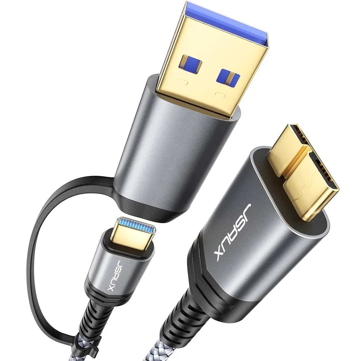 JSAUX Câble USB 3.0/C vers Micro B Kabel 0.5M, 20Gbps Type C/A vers Micro B Câble Disque Dur Compatible…