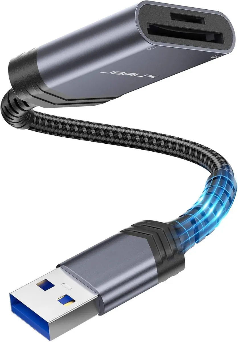 JSAUX Lecteur de Carte, USB 3.0 Lecteur de Carte Haute Vitesse à Double Fente SD/TF Adaptateur de Carte…