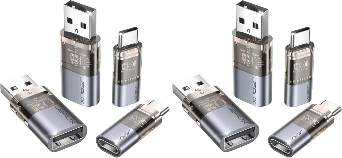 JSAUX Blocage de Données USB & Blocage de Données USB C (Pack de 4), Data Blocker Transparent Type A & Type…