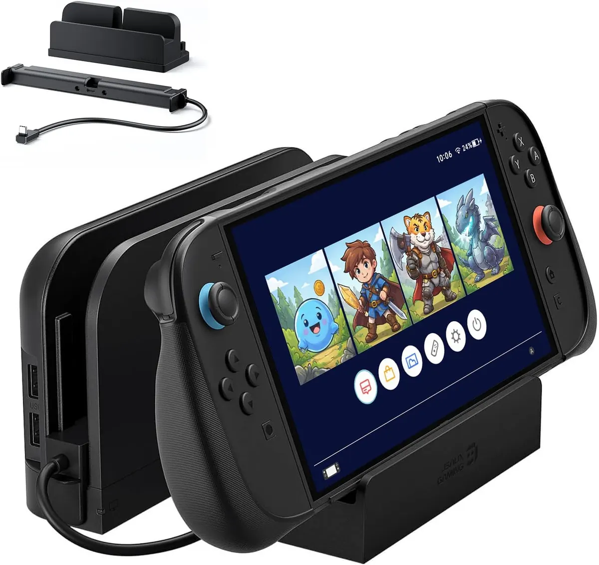 JSAUX Câble d’Extension avec Support pour Switch 2 Dock, Rallonge USB C 35 cm, Charge Rapide et Données…