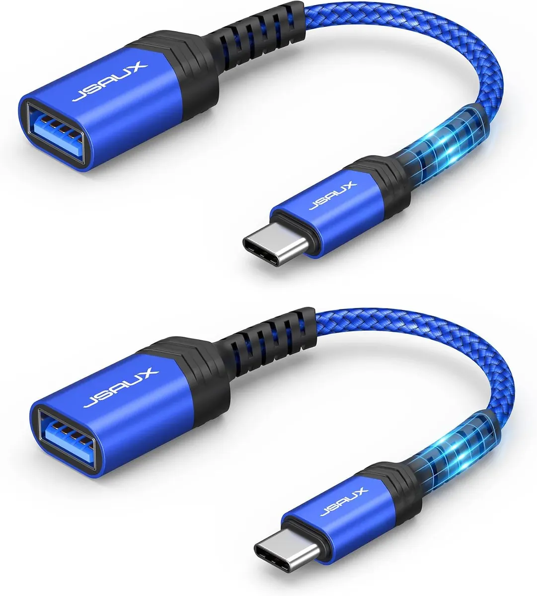 JSAUX Adaptateur USB C vers USB 3.0 Lot de 2, OTG Type C Mâle vers USB A Femelle OTG Câble Compatible avec…