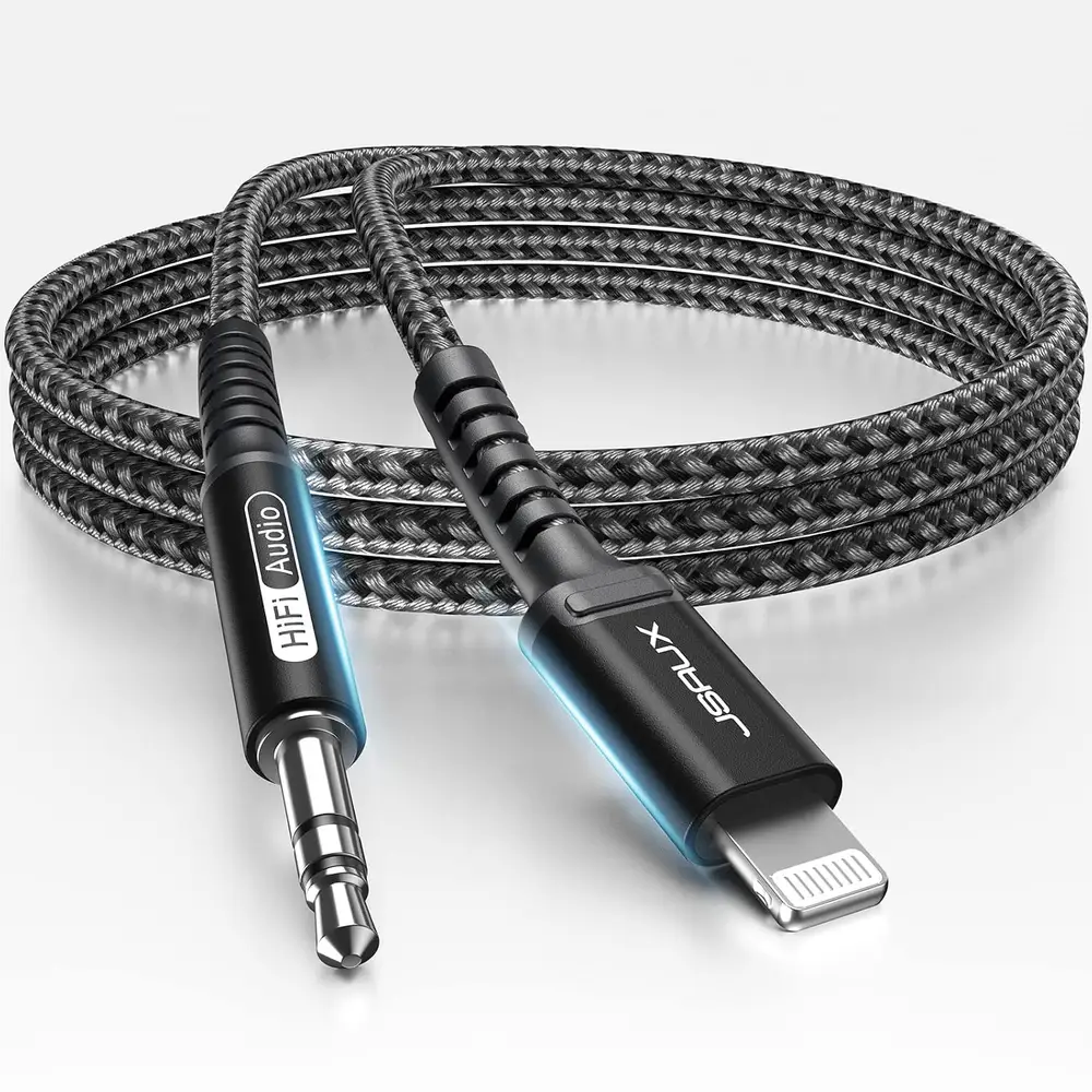 JSAUX Cordon auxiliaire pour iPhone 100 cm - Câble auxiliaire de 3,5 mm pour voiture - Compatible avec…