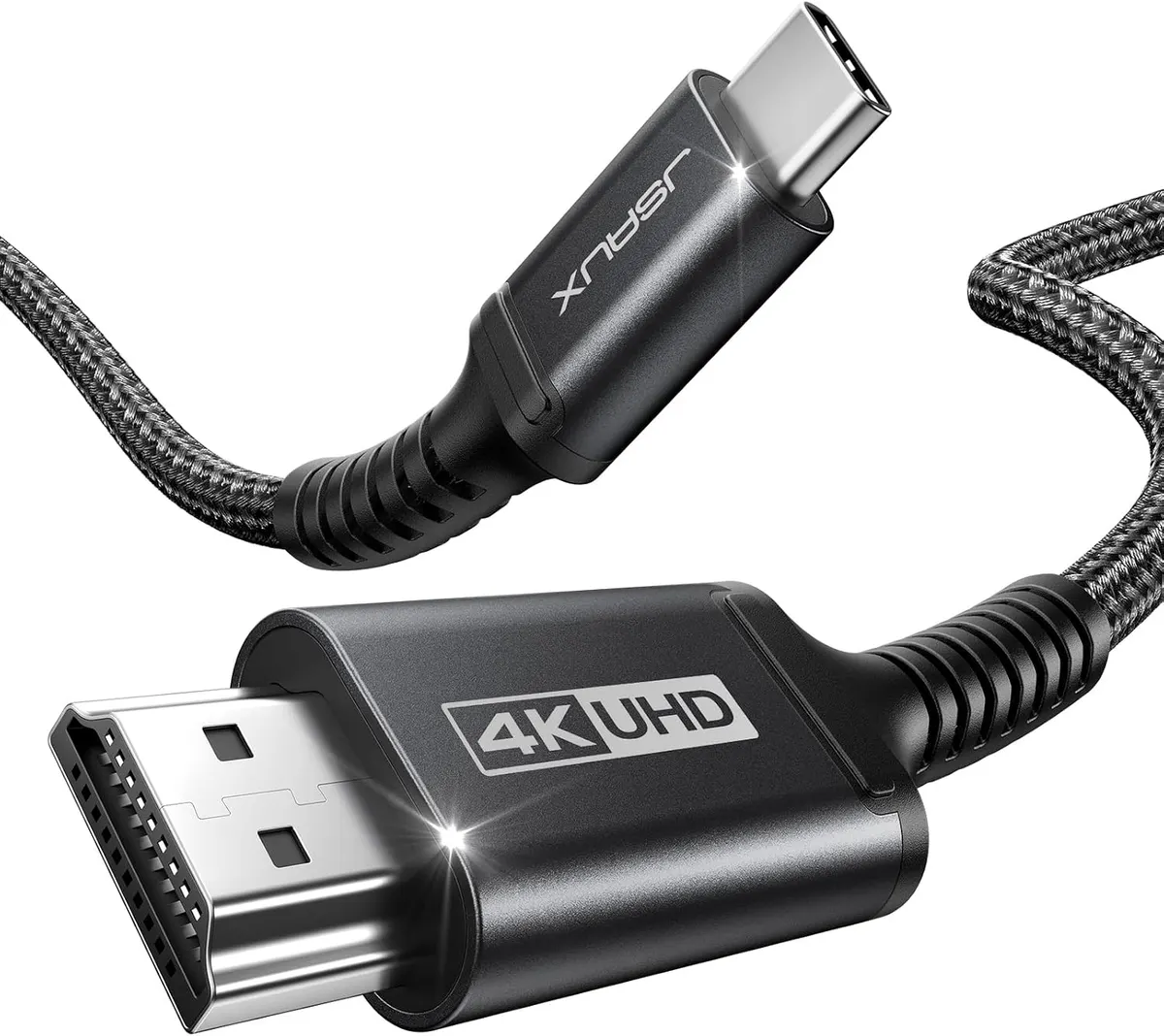 JSAUX Câble USB C vers HDMI 4K 60Hz 3M Compatible avec 4K 30Hz pour Thunderbolt 3 iPhone 17 16 Pro 15…