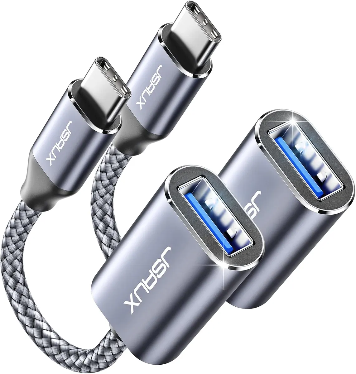JSAUX Adaptateur USB C vers USB 3.0 [Lot de 2] Câble OTG USB Type C Mâle vers USB A Femelle Compatible avec…