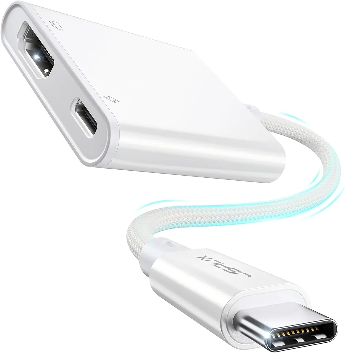 JSAUX Adaptateur AV numérique USB C vers HDMI, HDMI 4K et Charge PD, synchronisation HDTV/Moniteur…