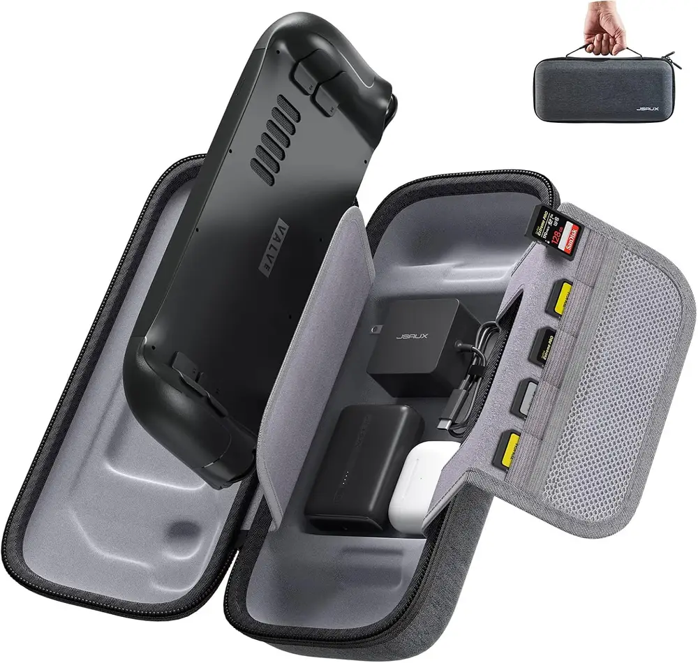 JSAUX Étui Compatible avec Steam Deck, Étui de Transport Dur Protégé Espace Stockage de l'adaptateur…