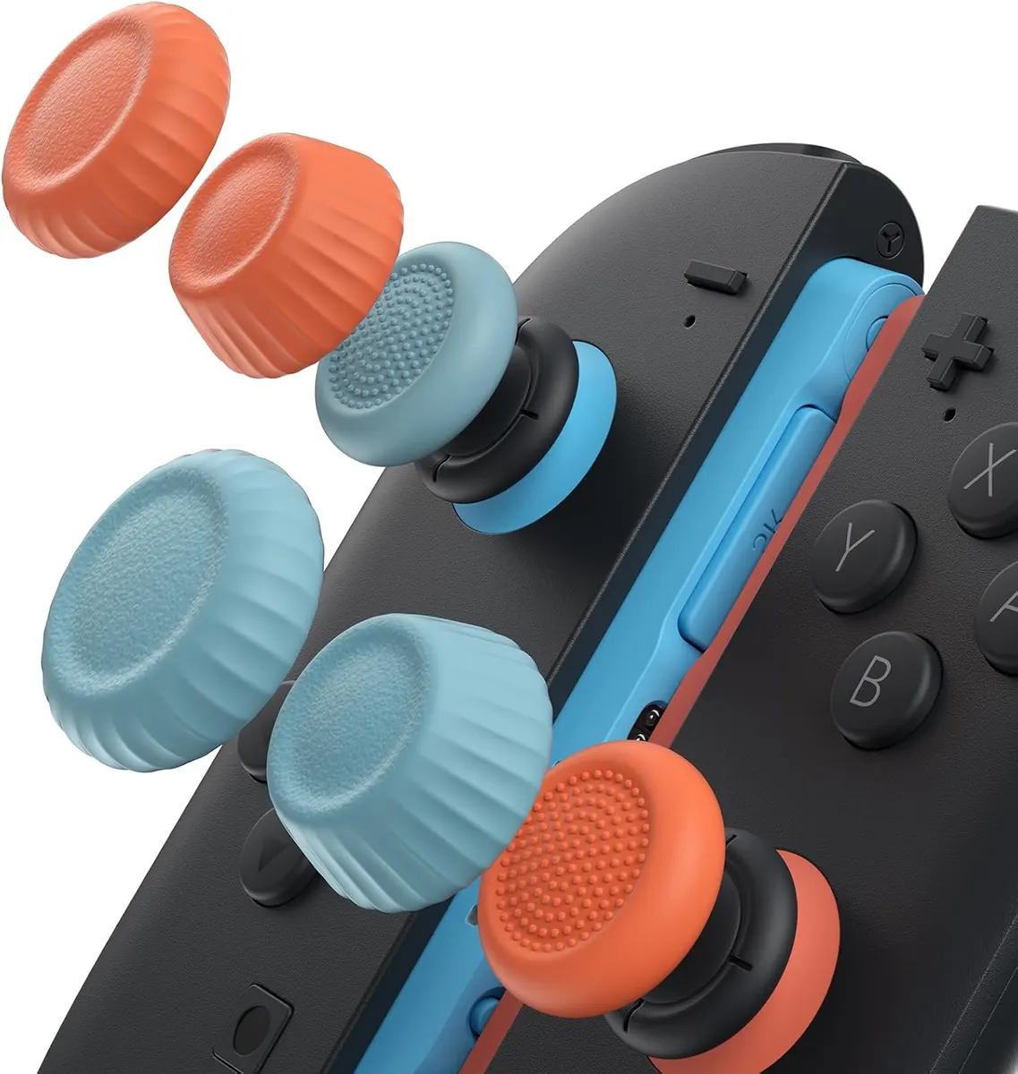 JSAUX grips de pouce pour Nintendo Switch 2, bleus et orange, 3 paires