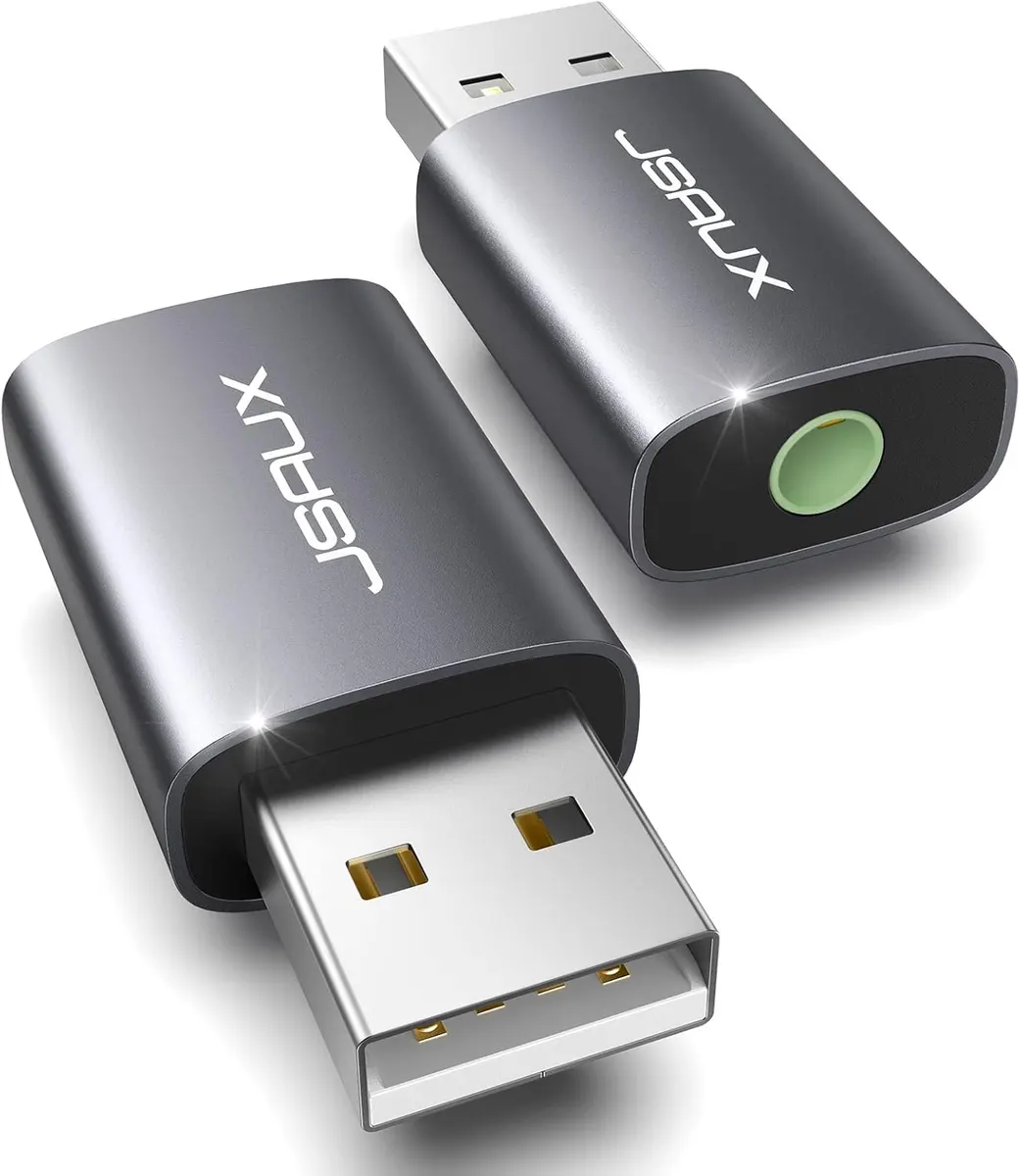 JSAUX Lot de 2 adaptateurs Audio USB vers Prise Jack 3,5 mm, Adaptateur USB A vers TRRS Femelle, Carte Son…