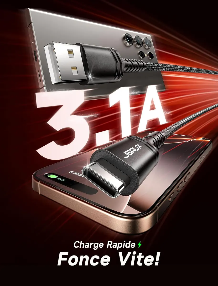 JSAUX Lot de 2 câbles USB C 3 : vue complémentaire 1