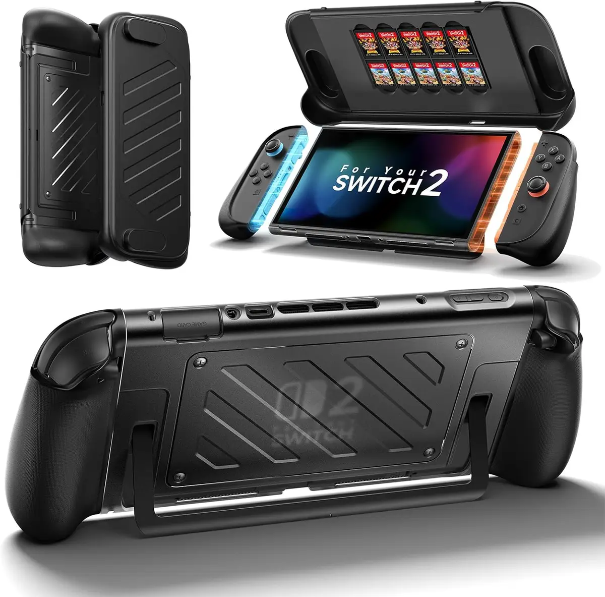 JSAUX Coque de Protection Séparée pour Switch 2, Cadre Central en TPU et Couvercle en PC, Prise…