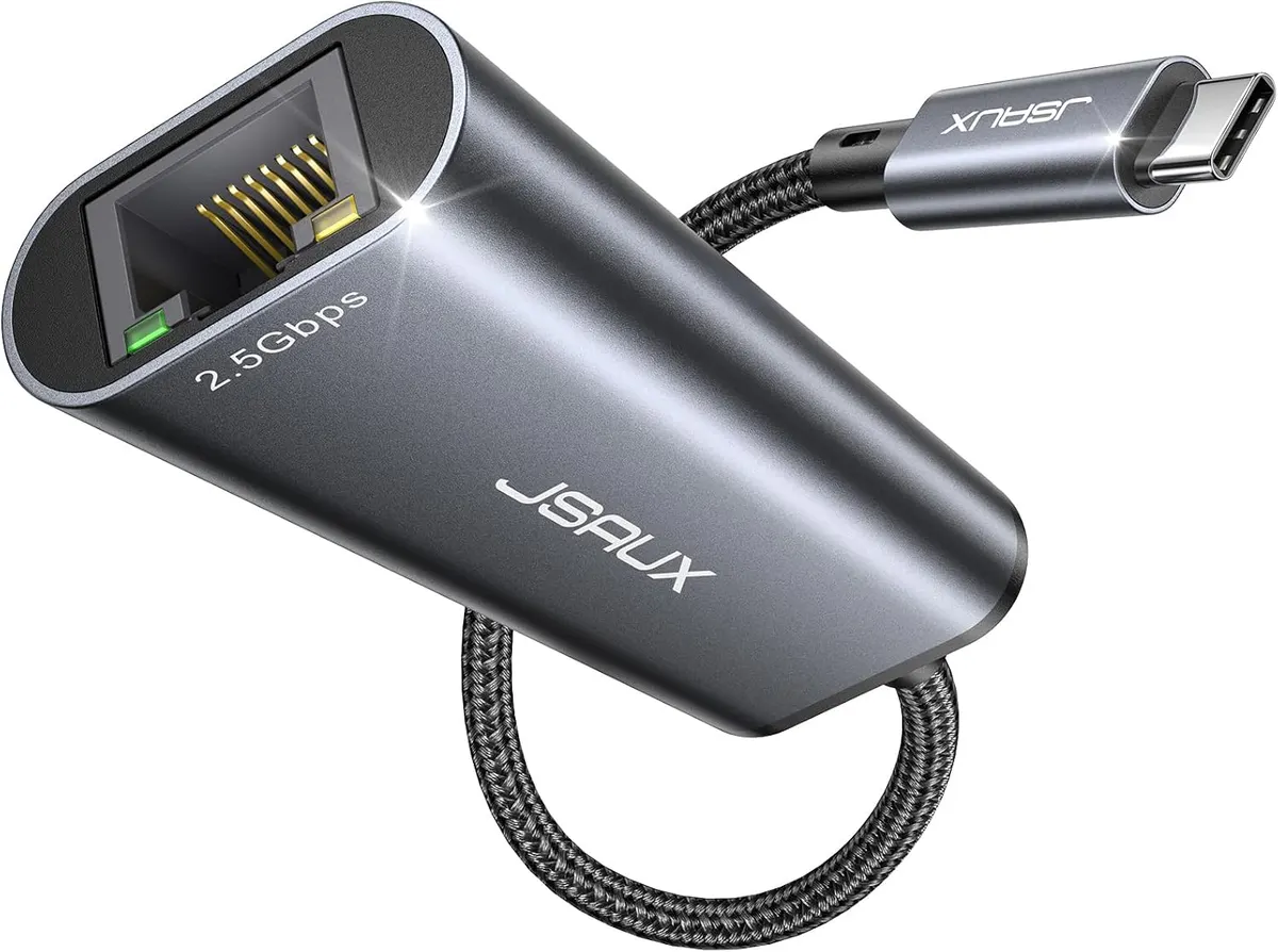 JSAUX Adaptateur USB C vers RJ45 Ethernet 2,5 G, Adaptateur Réseau LAN USB C Compatible avec iPhone 15 Pro…