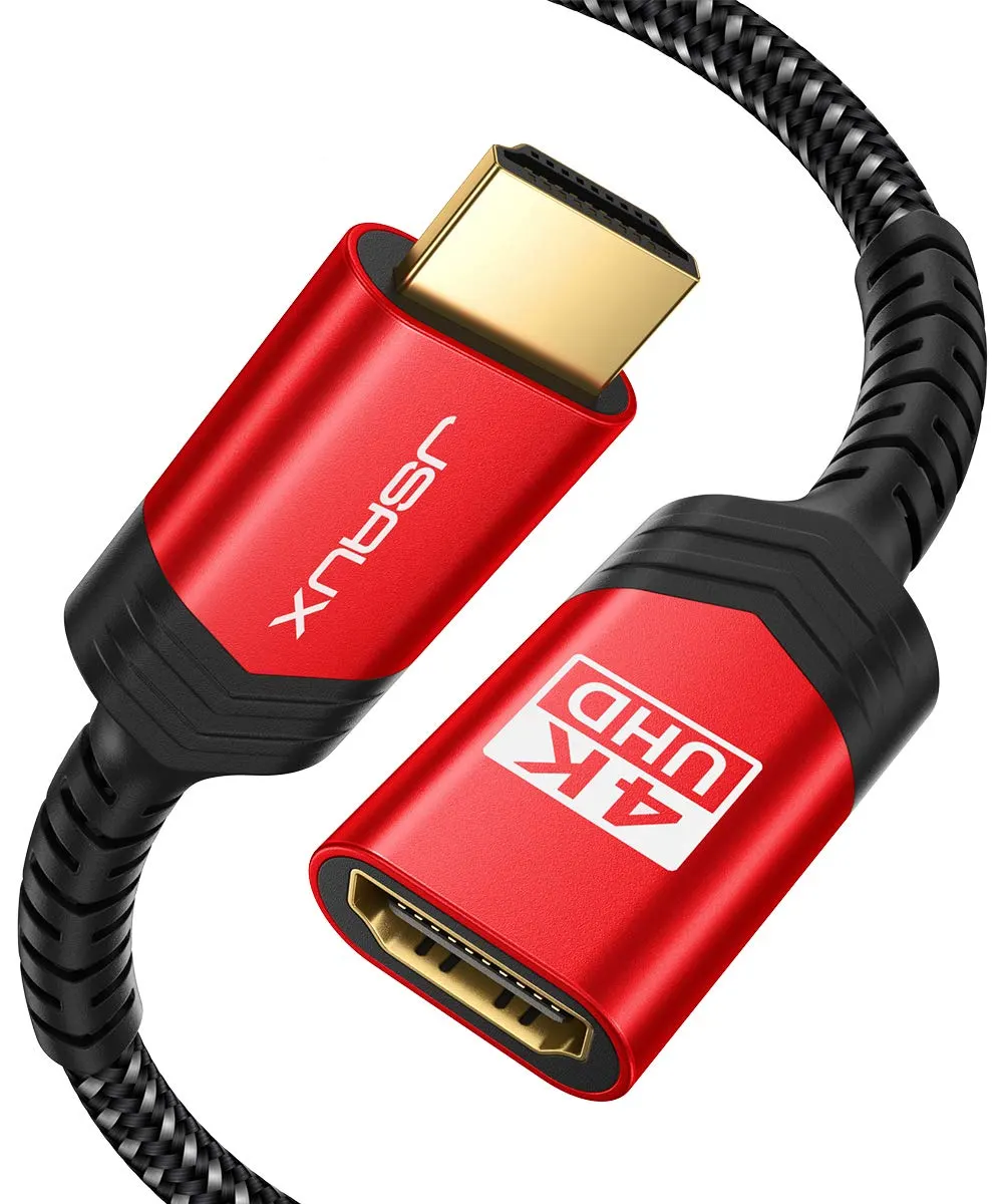 JSAUX Câble d'extension HDMI 2 m 4K @ 60 Hz 2K@144Hz HDR High Speed HDMI 2.0 mâle vers femelle prend en…