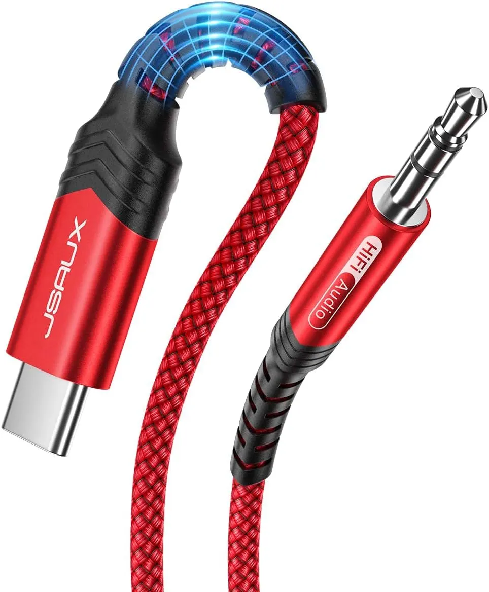 JSAUX Câble USB C vers 3,5mm Jack 2m, Type C vers 3.5mm Mâle Adaptateur Stéréo Voiture Auxiliaire…