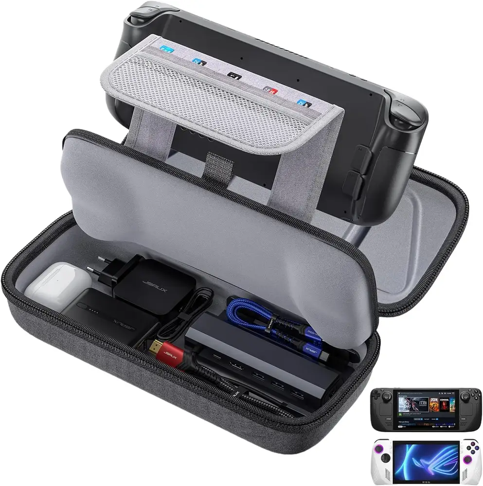 JSAUX Étui pour Steam Deck/ROG Ally, Étui de Transport Protectrice à Coque Dure avec Chargeur Intégré et…