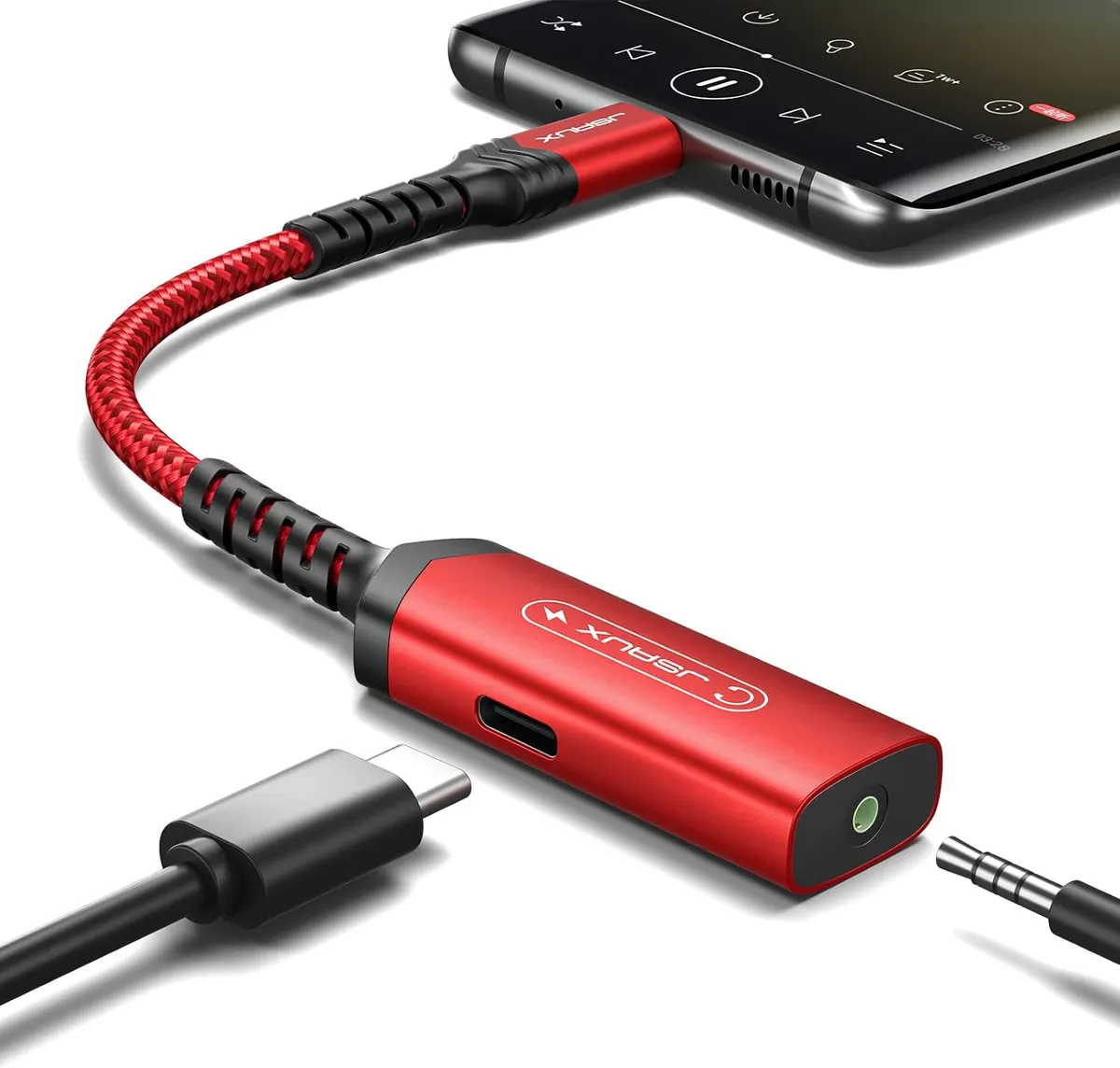 JSAUX Adaptateur et Charge USB C pour Casque Audio - Type C vers Jack 3,5 mm - USB C 2 en 1 pour Samsung…