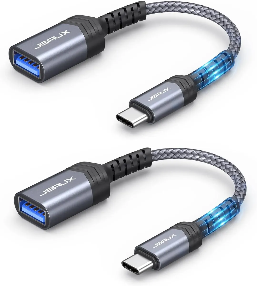 JSAUX Adaptateur USB C vers USB 3.0 Lot de 2, OTG Type C Mâle vers USB A Femelle OTG Câble Compatible avec…