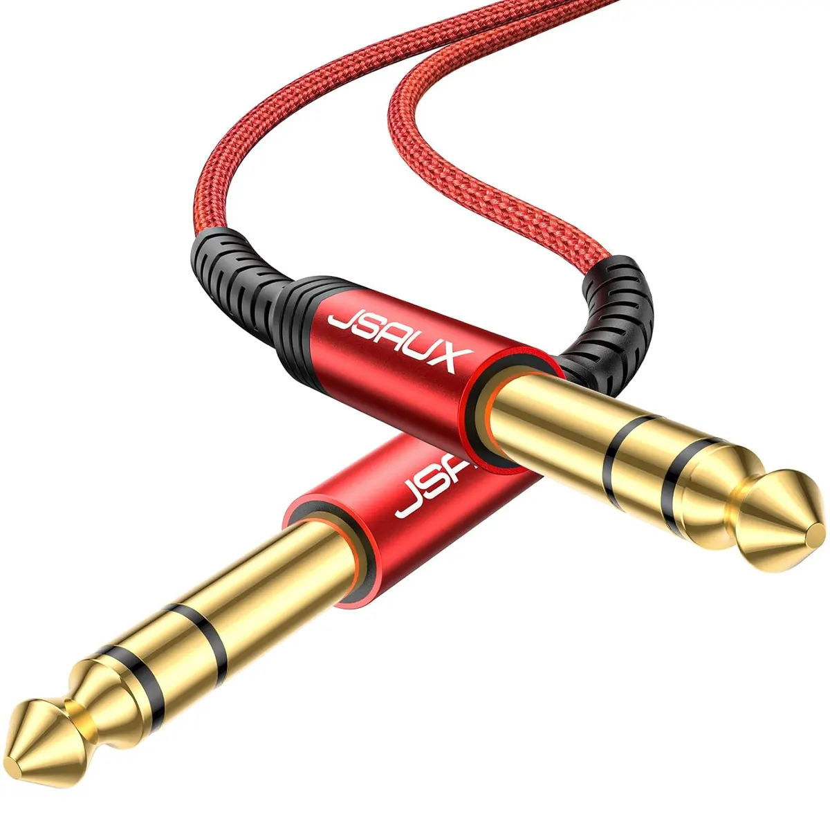 JSAUX Câble de guitare professionnel 1.2M, 1/4" 6.35mm à 6.35mm TRS Stéréo Câble d'instrument Jack tressé…