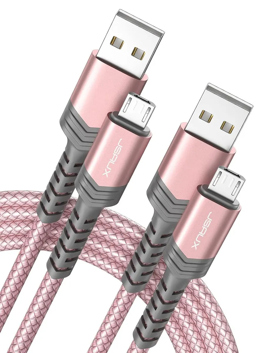 JSAUX Câble Micro USB [2M Lot de 2] Durable 3A Charge Rapide Câble Micro USB 2.0 Compatible avec téléphones…