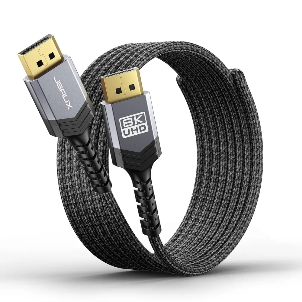 JSAUX DisplayPort Kabel 1.4 1m, 32,4Gbps Nylon Geflecht Vergoldete Anschlüsse DP, 8K@60Hz 4K@144Hz 2K@240Hz…