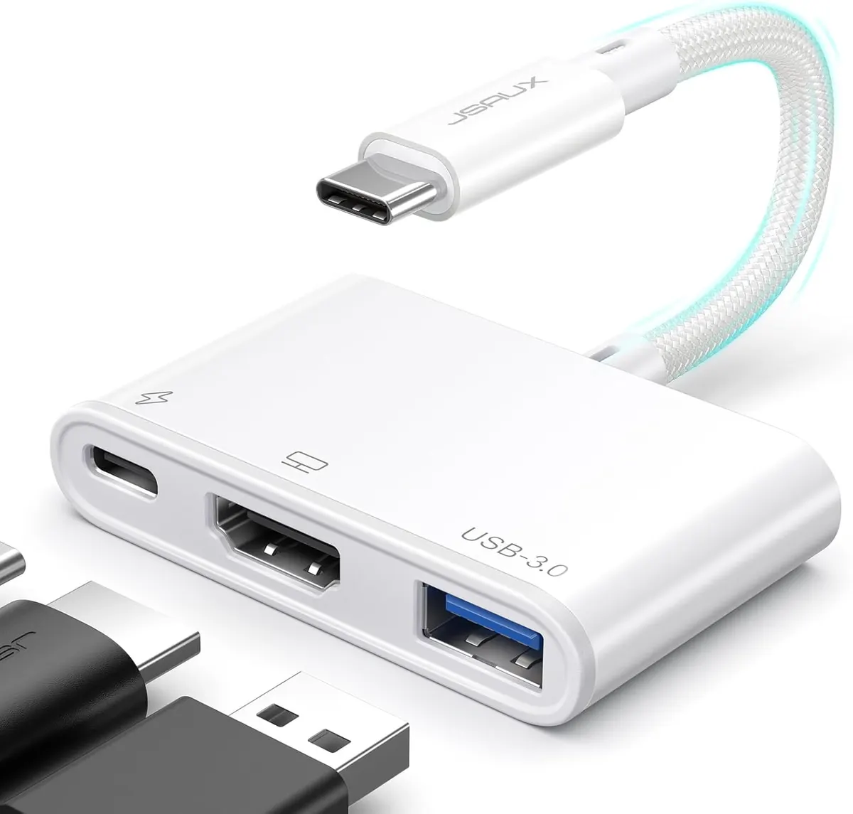 JSAUX Adaptateur USB C vers HDMI Multiport AV Numérique, Hub 4K 30Hz HDMI, USB A 3.0 5Gbps,Charge USB C…