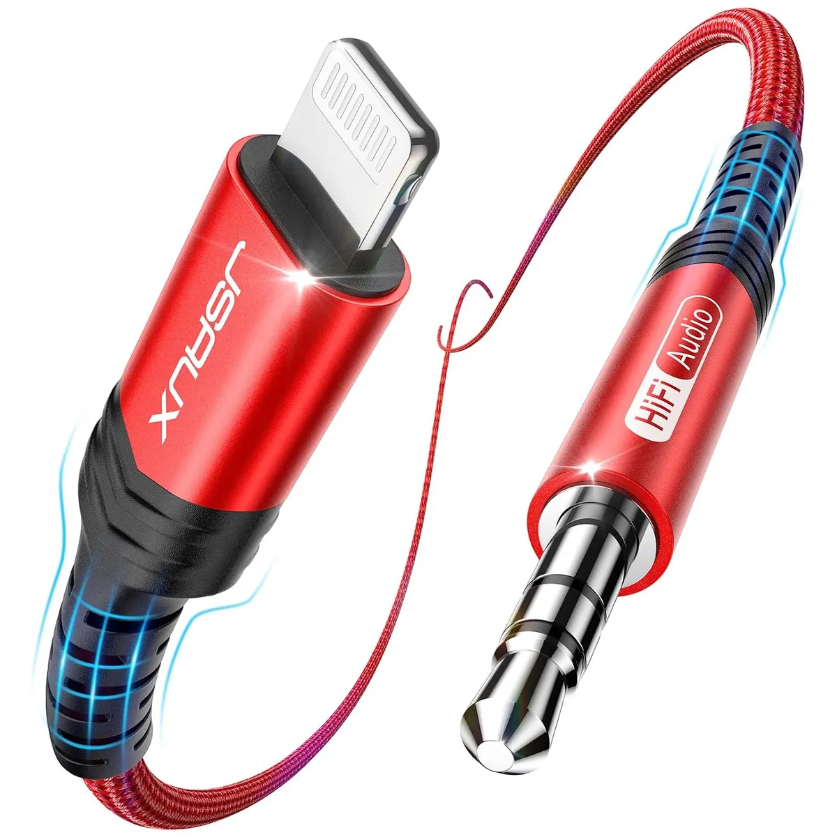 JSAUX Câble Audio Auxiliaire de Voiture iPhone 1.8M【Certifié Apple MFi】Câble Lightning vers Jack 3.5 mm…