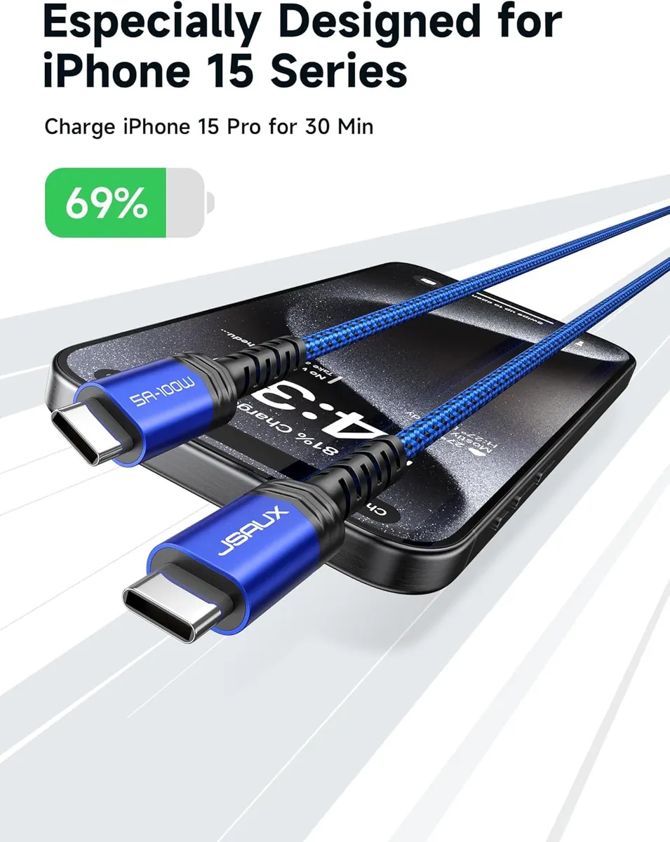 JSAUX Câble USB C vers USB C 100W/5A (Lot de 2 : vue complémentaire 2
