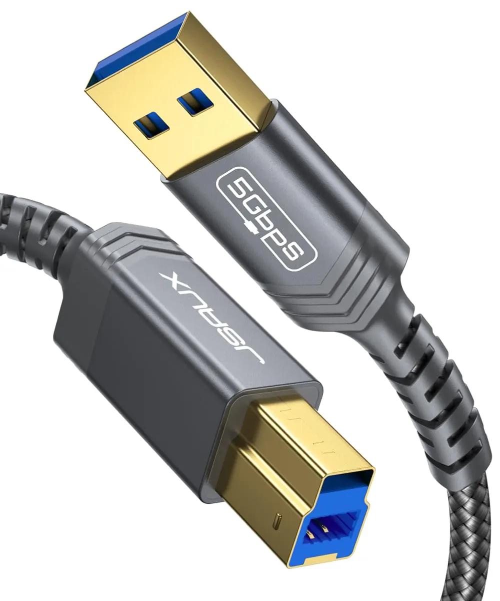JSAUX Câble USB 3.0 B [2 M 5 Gbps] de USB A à USB Type B en Nylon Tressé Compatible avec Docking Station,…