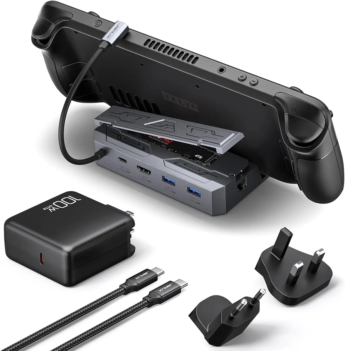JSAUX Station d'accueil JSAUX M.2 6-en-1 Compatible avec Steam Deck avec Ensemble Chargeur Adaptateur…