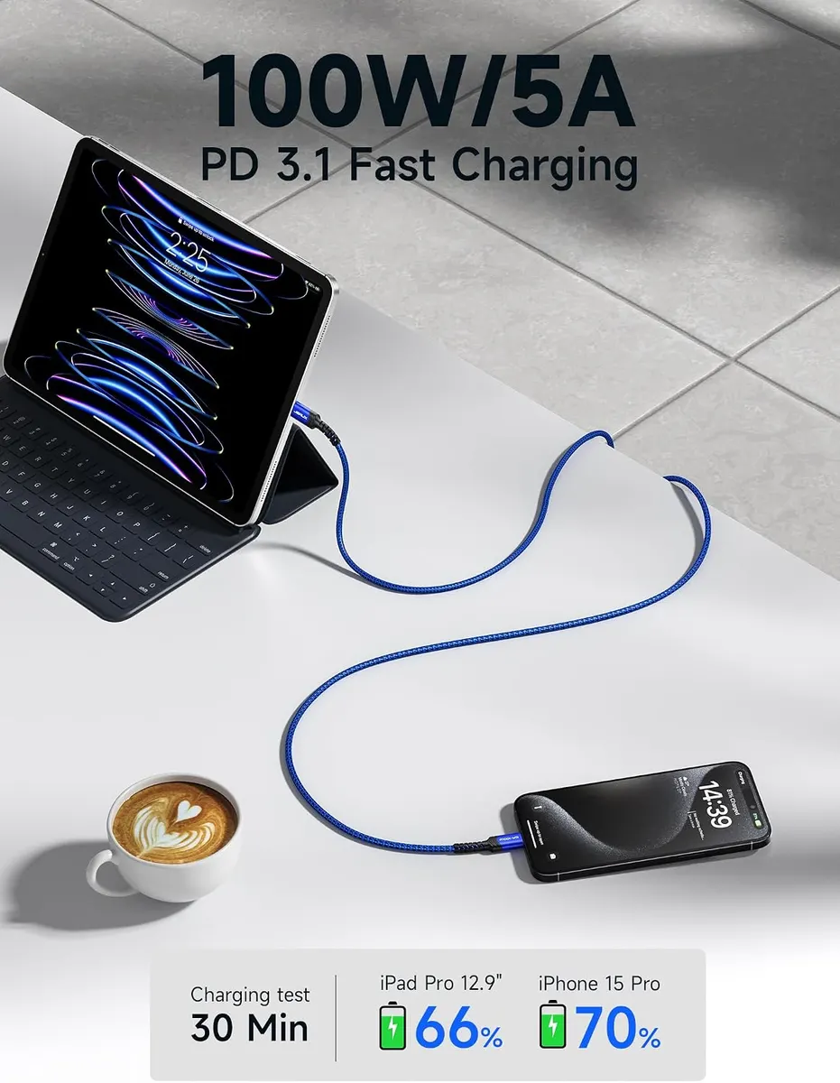 JSAUX Câble USB C vers USB C 100W/5A (Lot de 2 : vue complémentaire 1