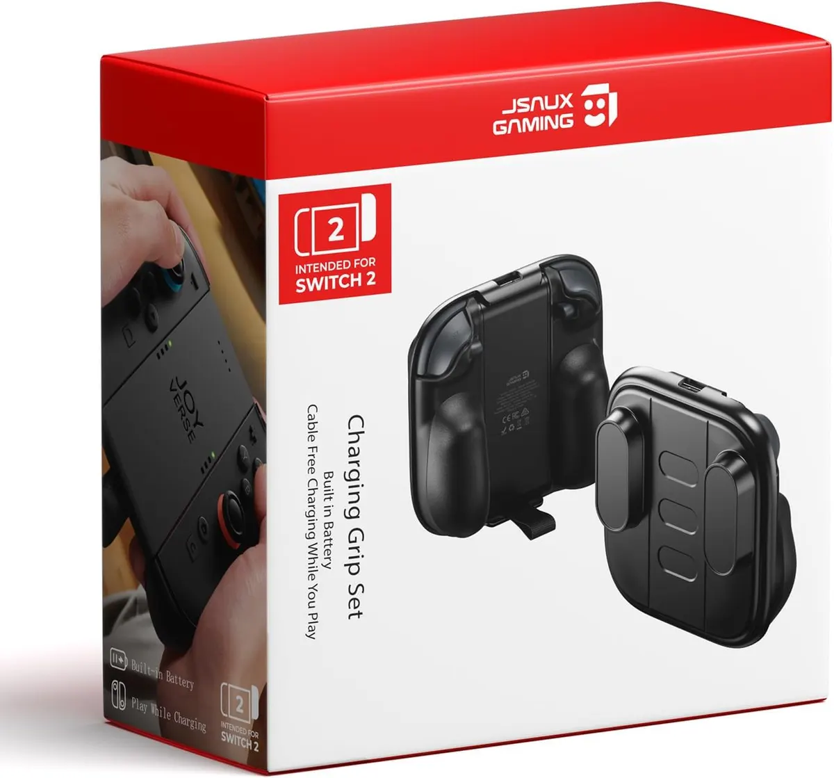 JSAUX Poignée de charge pour Switch 2 Joy Con, batterie intégrée et jeu pendant la charge, compatible avec…