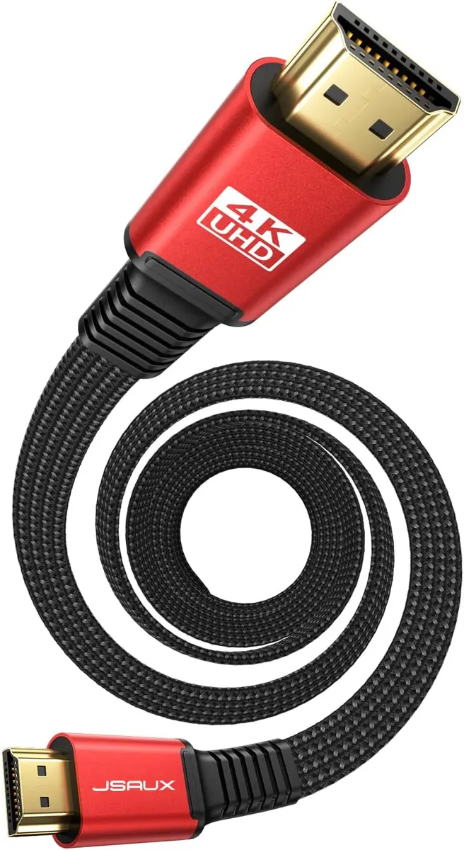 JSAUX Câble HDMI 4K 4 m Plat Haut Débit en Nylon Tressé - 60 Hz, 18 Gbps, Prise en Charge 3D HDR UHD 2160p…