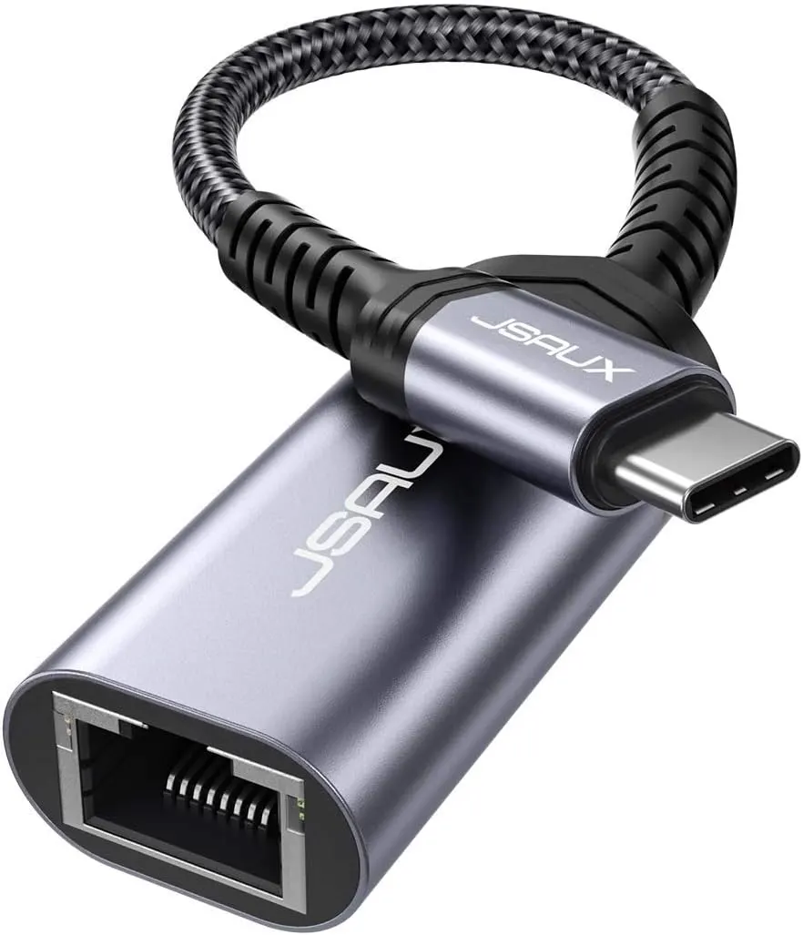 JSAUX Adaptateur USB C vers Ethernet, 20 cm, USB Type C vers RJ45 Gigabit LAN, Adaptateur réseau…