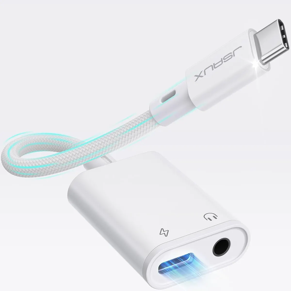 JSAUX Adaptateur USB C vers Casque 3,5 mm et Chargeur 2 en 1 Type C vers Prise Audio auxiliaire avec PD 60…