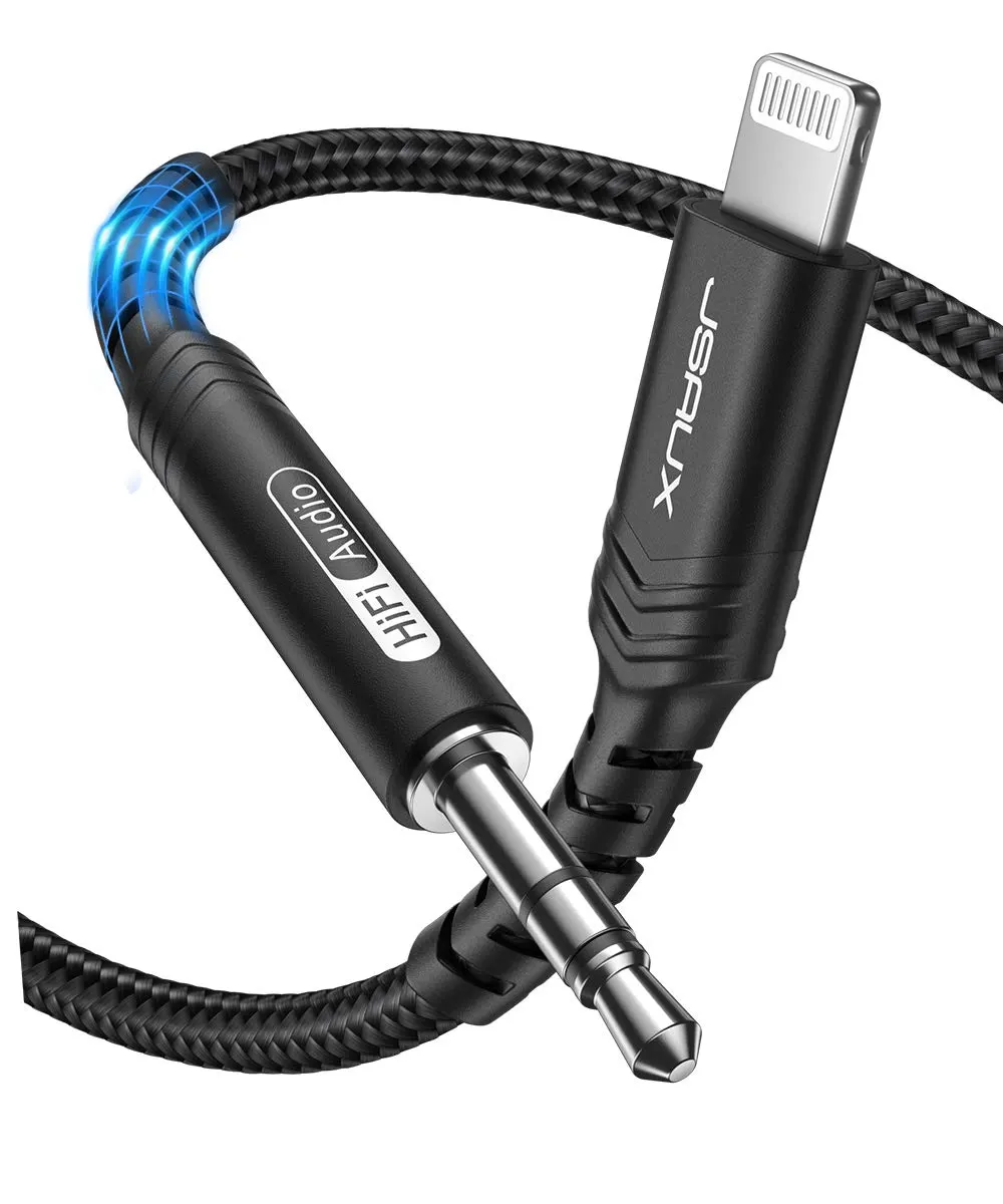 JSAUX Câble AUX pour iPhone Câble audio de voiture 1,8M [Certifié Apple MFi] Lightning vers jack 3,5mm pour…
