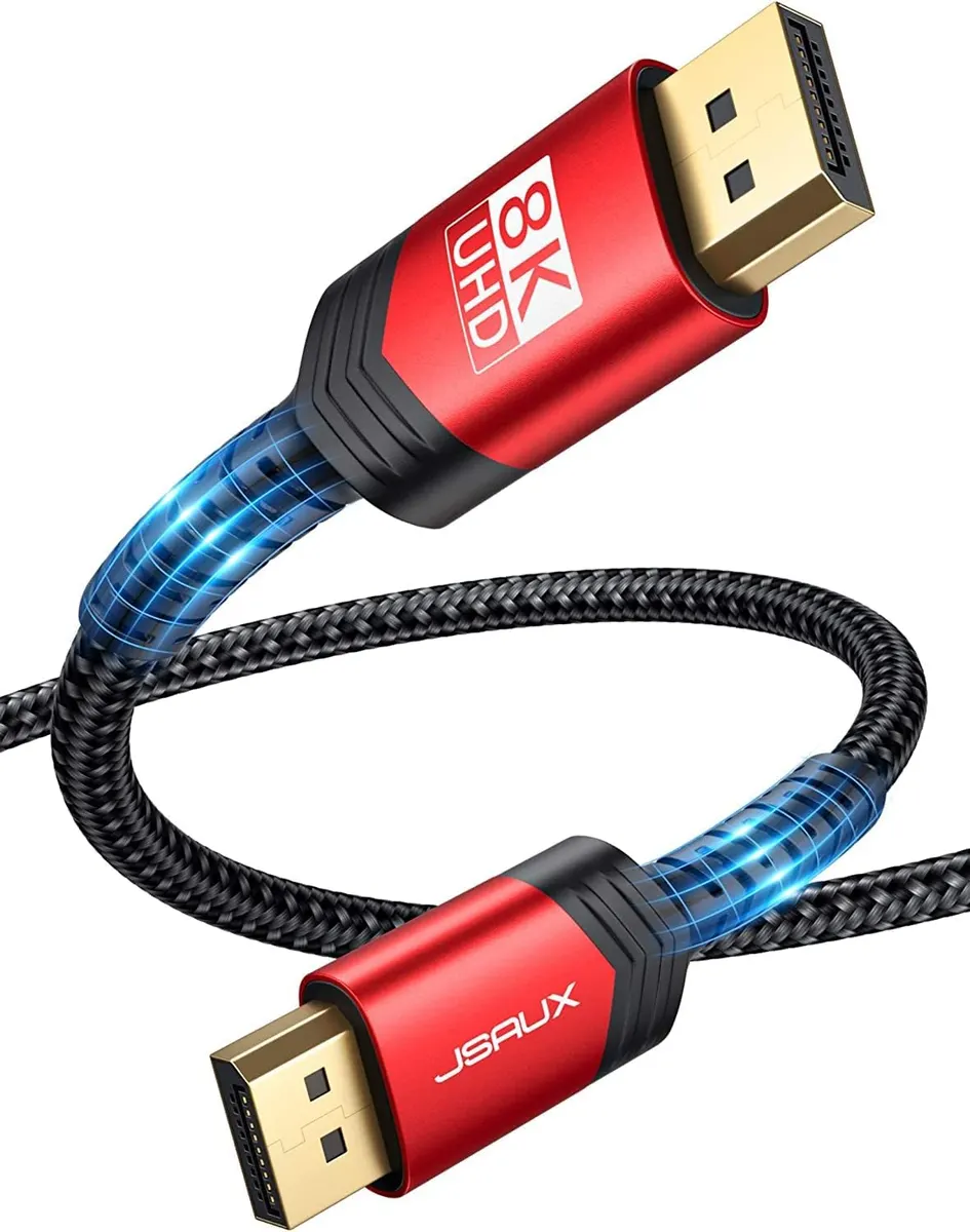 JSAUX Câble DisplayPort 1,4 1 m, JSAUX 32,4 Gbps High Speed DP 1.4 8K @ 60 Hz HDR, 4K@144Hz/120Hz, 2K@240Hz…
