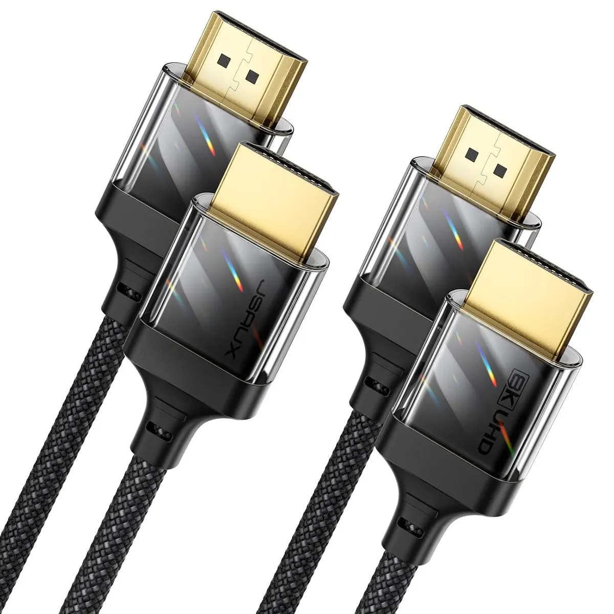 JSAUX Lot de 2 câbles HDMI 2.1 10K 8K 3 m, 48 Gbit/s, ultra haut débit, 8K @ 60 Hz, 4K @ 120 Hz, HDCP 2.2…