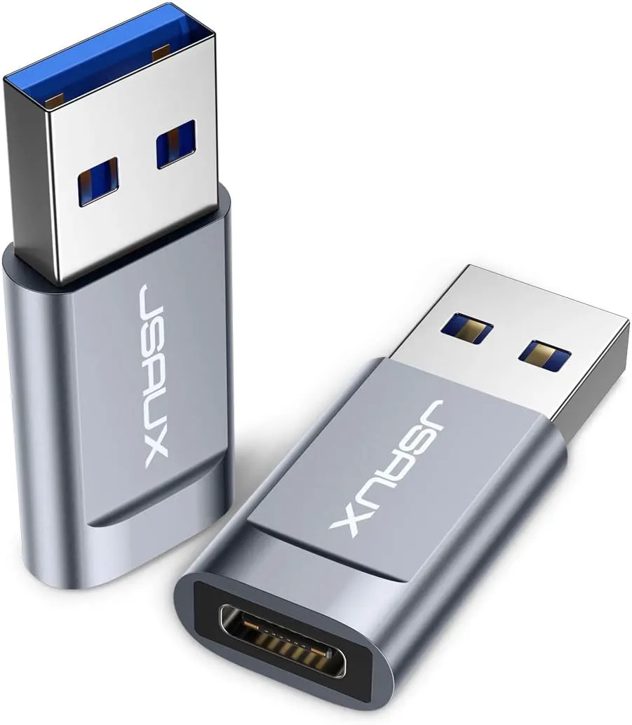 JSAUX Adaptateur USB C vers USB A 3.1/3.0 [Lot de 2], Adaptateur USB C Femelle vers USB A Mâle Compatible…