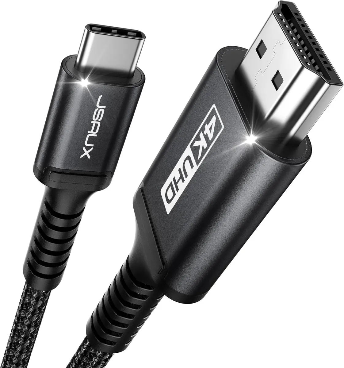 JSAUX Câble USB C vers HDMI 1M 4K 60Hz compatible avec 4K 30Hz pour Thunderbolt 3 iPhone 17 16 Pro 15…