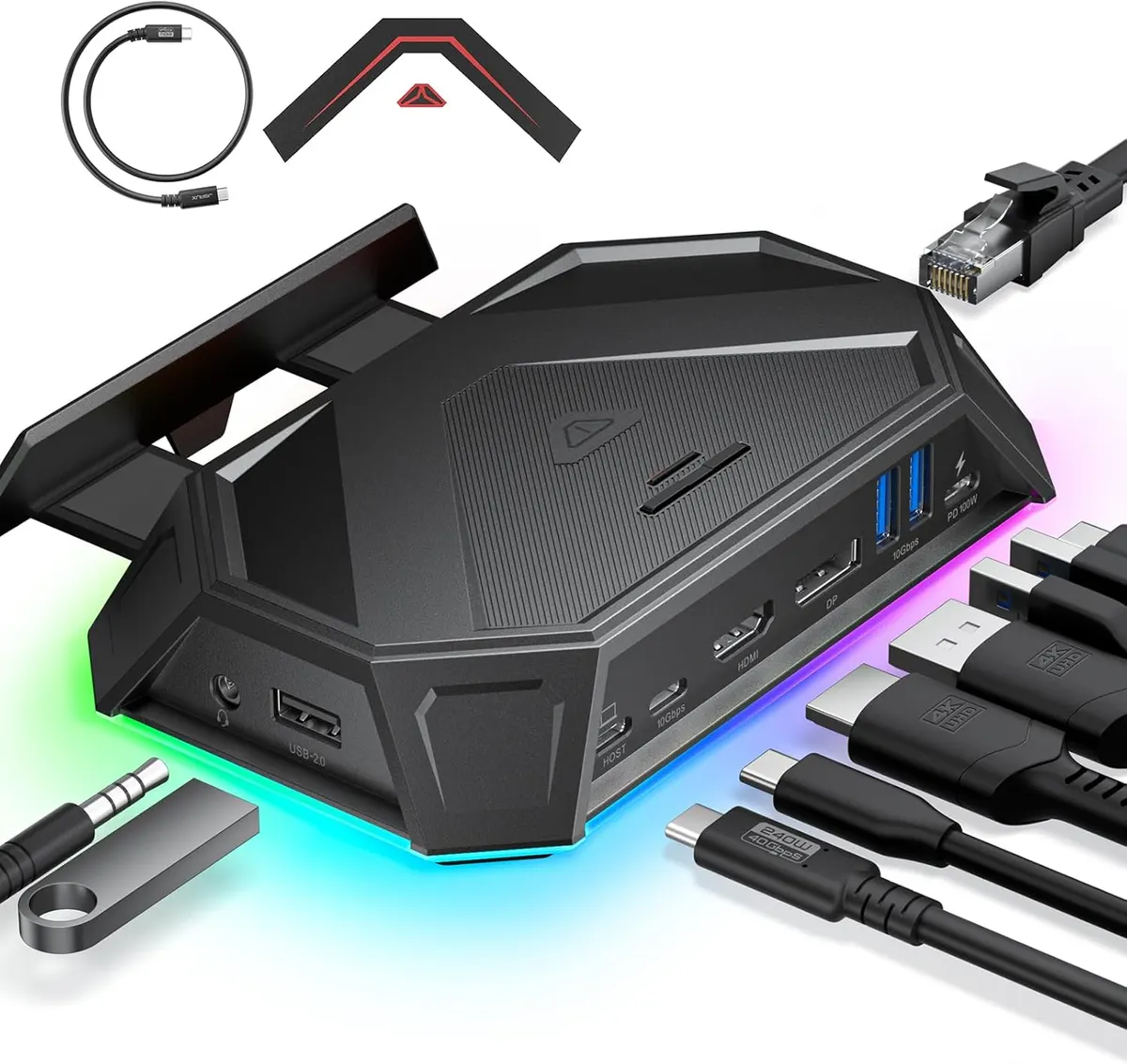 JSAUX Station d’Accueil RGB pour Steam Deck OLED, ROG Ally et Legion Go, Dock Portable 12 en 1 avec HDMI et…